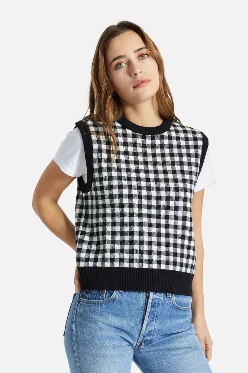 black gingham sweater vest naples style