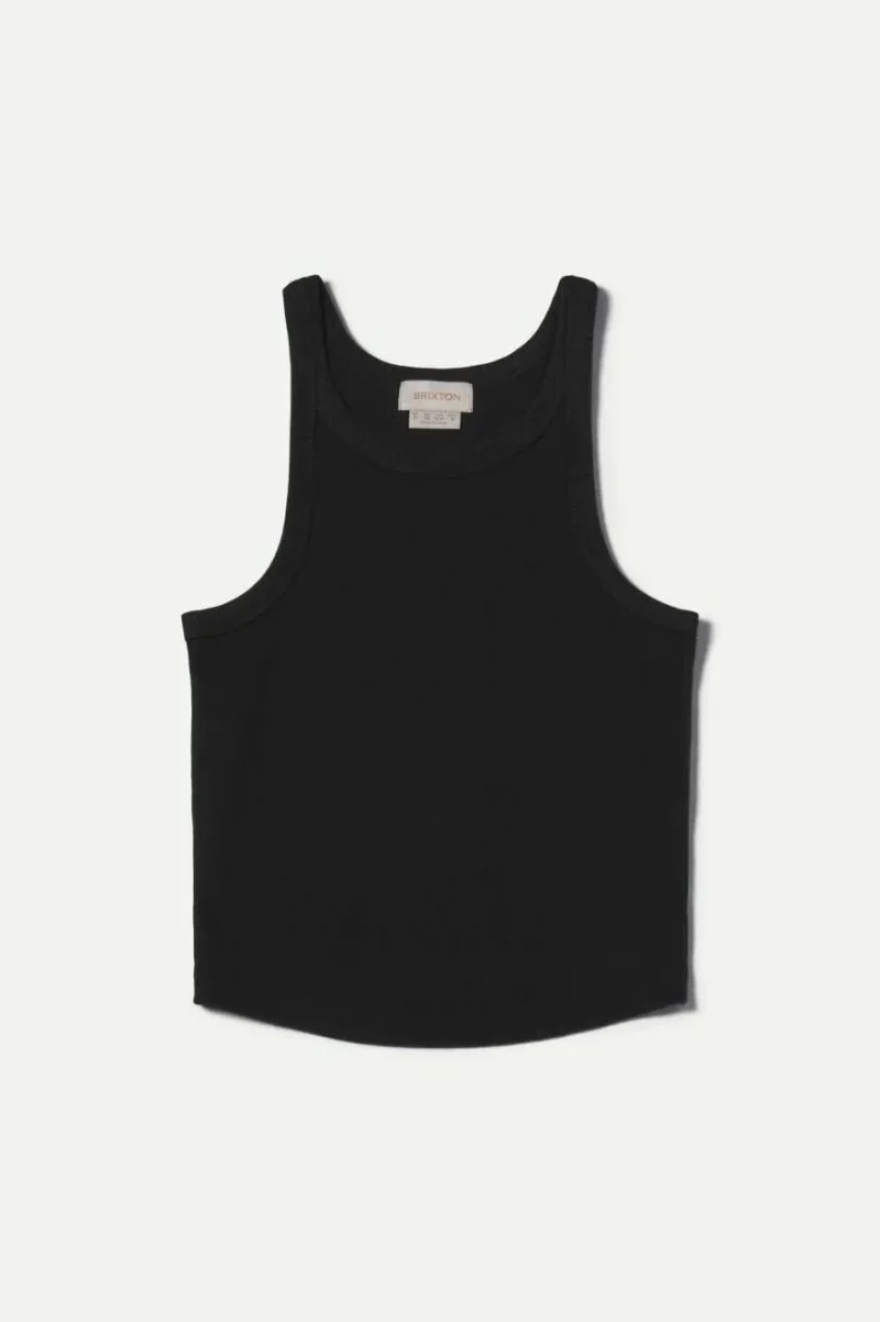 black high neck organic rib tank top