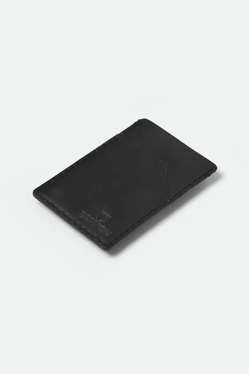 black leather card holder classic design