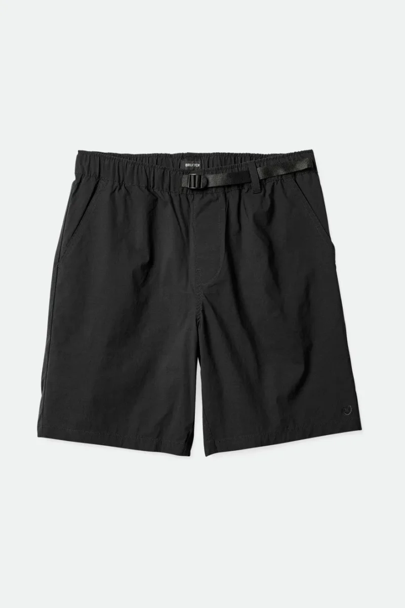 black nylon utility short with steady cinch