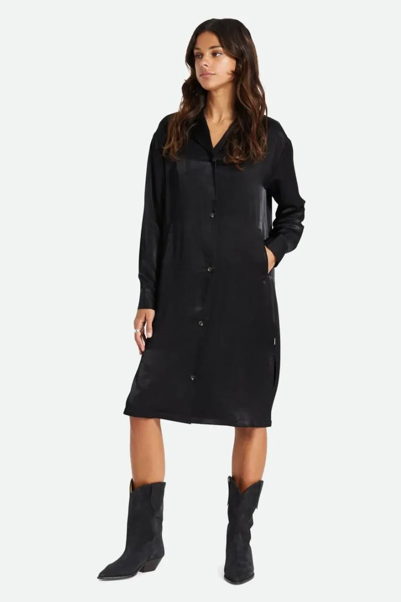 black satin blazer shirtdress