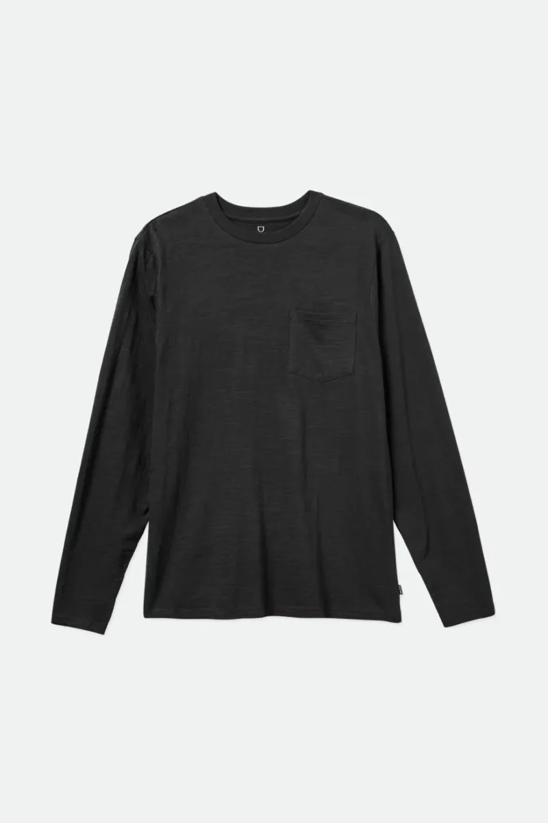 black slub long sleeve pocket tee