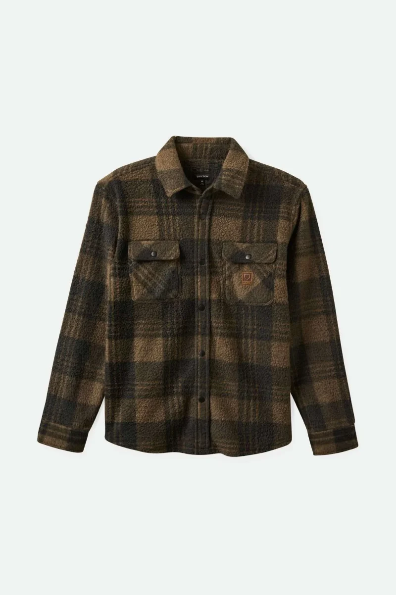 bowery arctic stretch long sleeve fleece burro brown black plaid