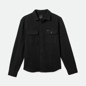 bowery black loop twill overshirt textured long sleeve