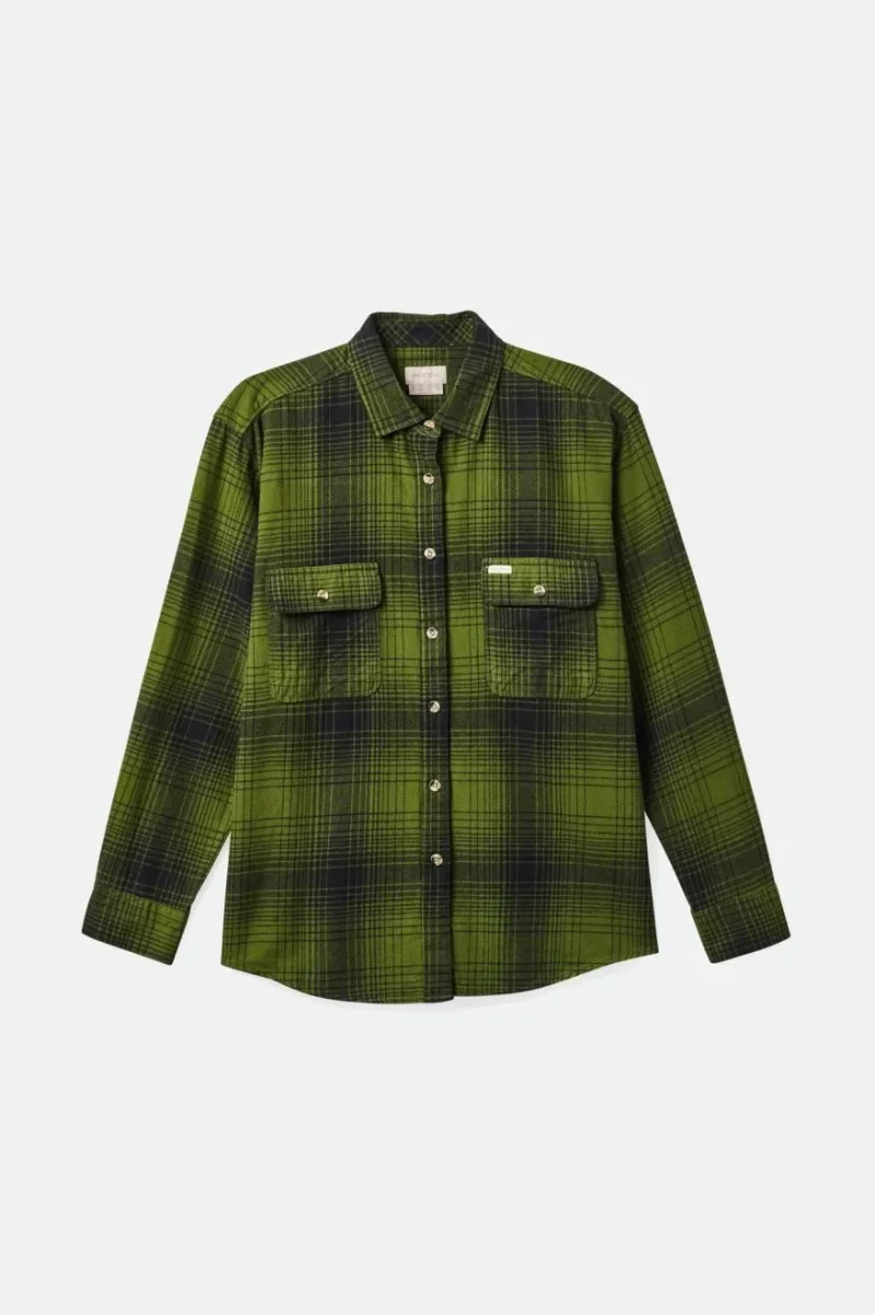 bowery boyfriend l s flannel shirt chive black