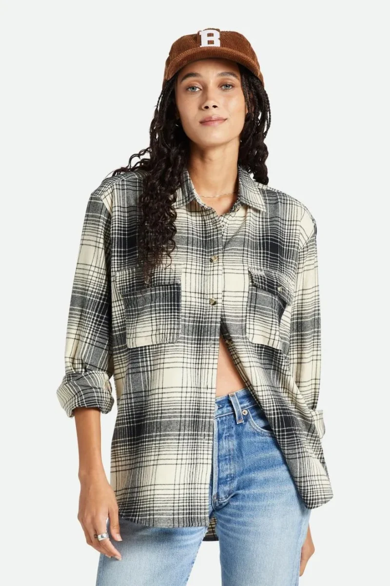 bowery boyfriend long sleeve flannel shirt biscotti black