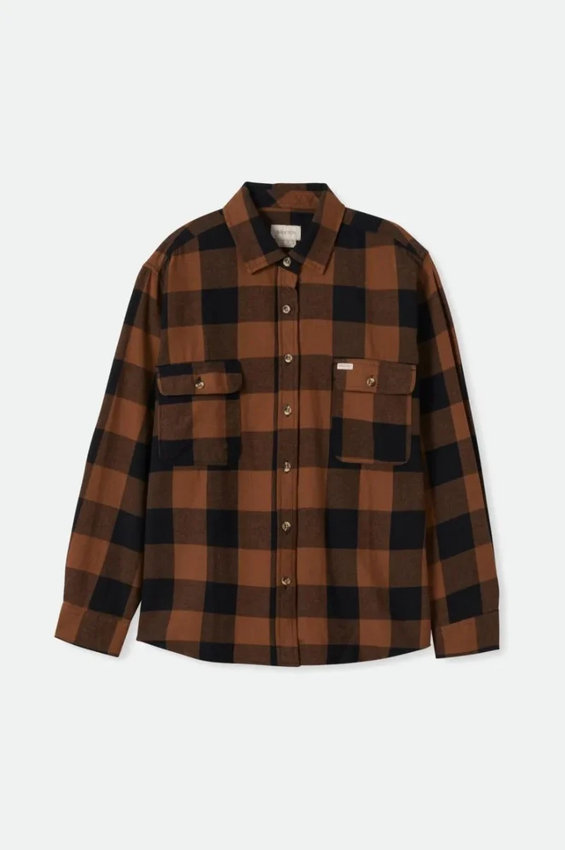 bowery boyfriend long sleeve flannel shirt bison black