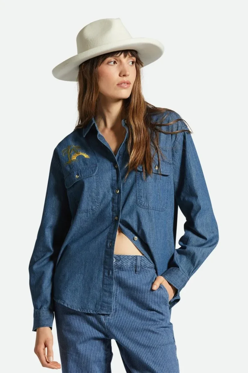 bowery boyfriend long sleeve overshirt indigo rinse