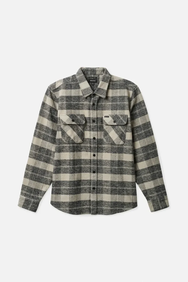 bowery heavy duty long sleeve flannel black charcoal