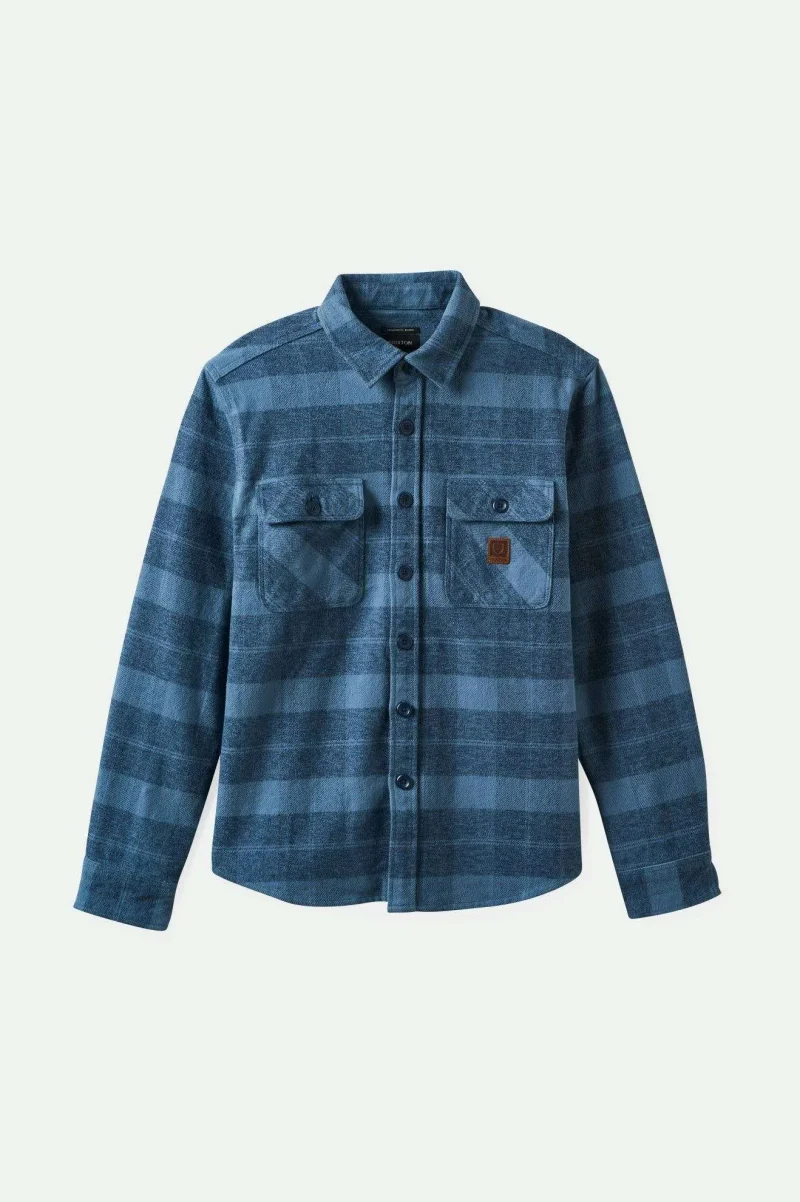 bowery heavyweight flannel shirt mirage blue washed navy