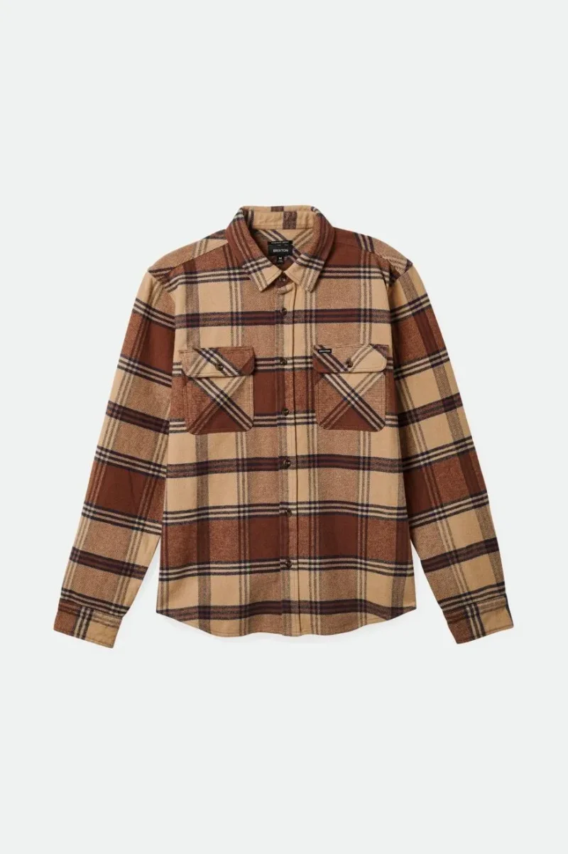 bowery heavyweight l s flannel shirt sand bison