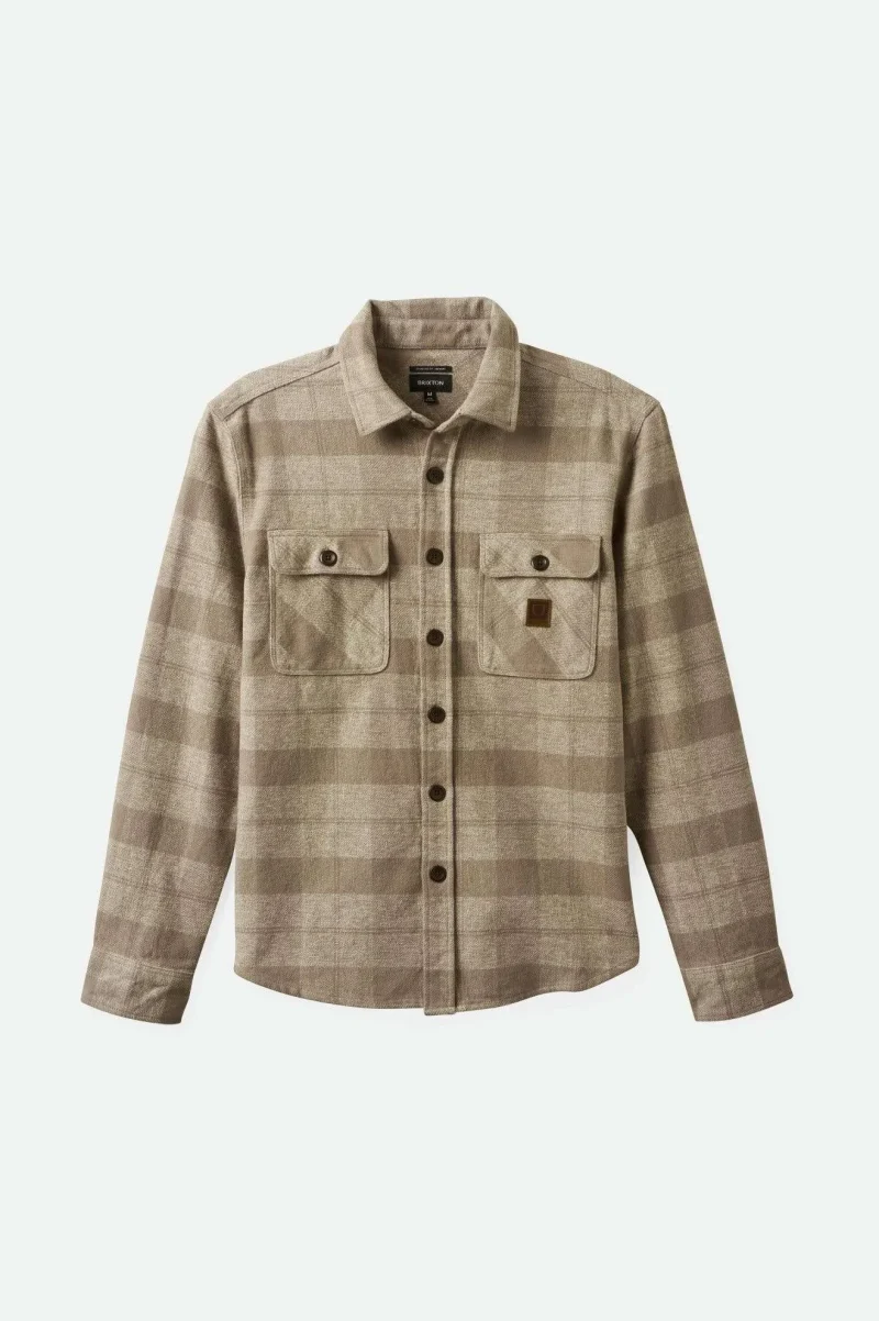 bowery heavyweight long sleeve flannel off white cinder grey