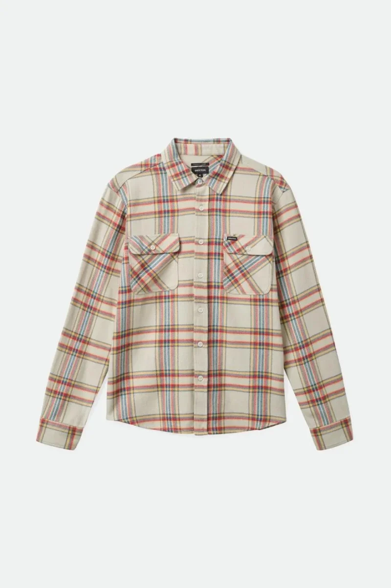 bowery l s flannel in white yellow casa red