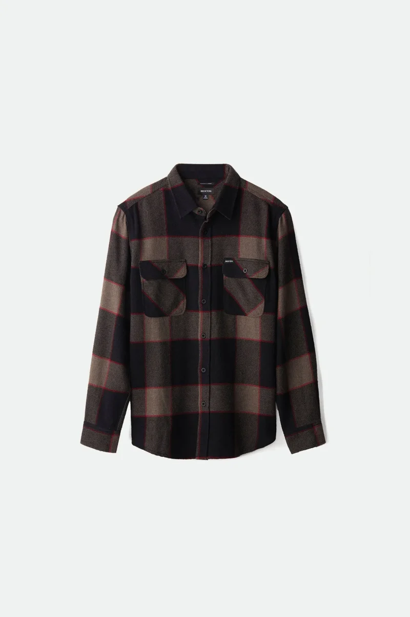 bowery long sleeve flannel shirt grey charcoal