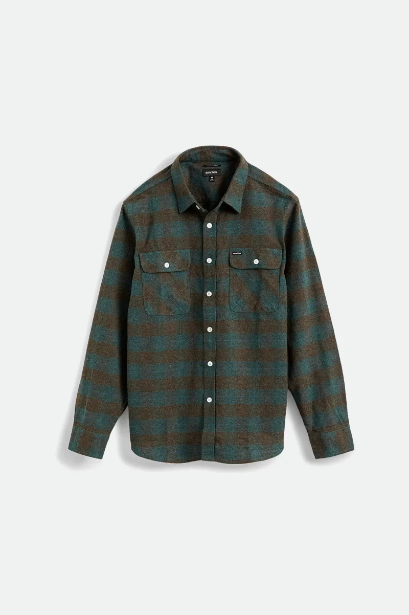 bowery long sleeve flannel shirt ocean blue