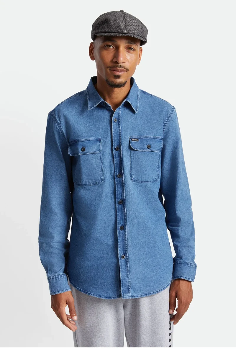 bowery long sleeve utility shirt worn indigo