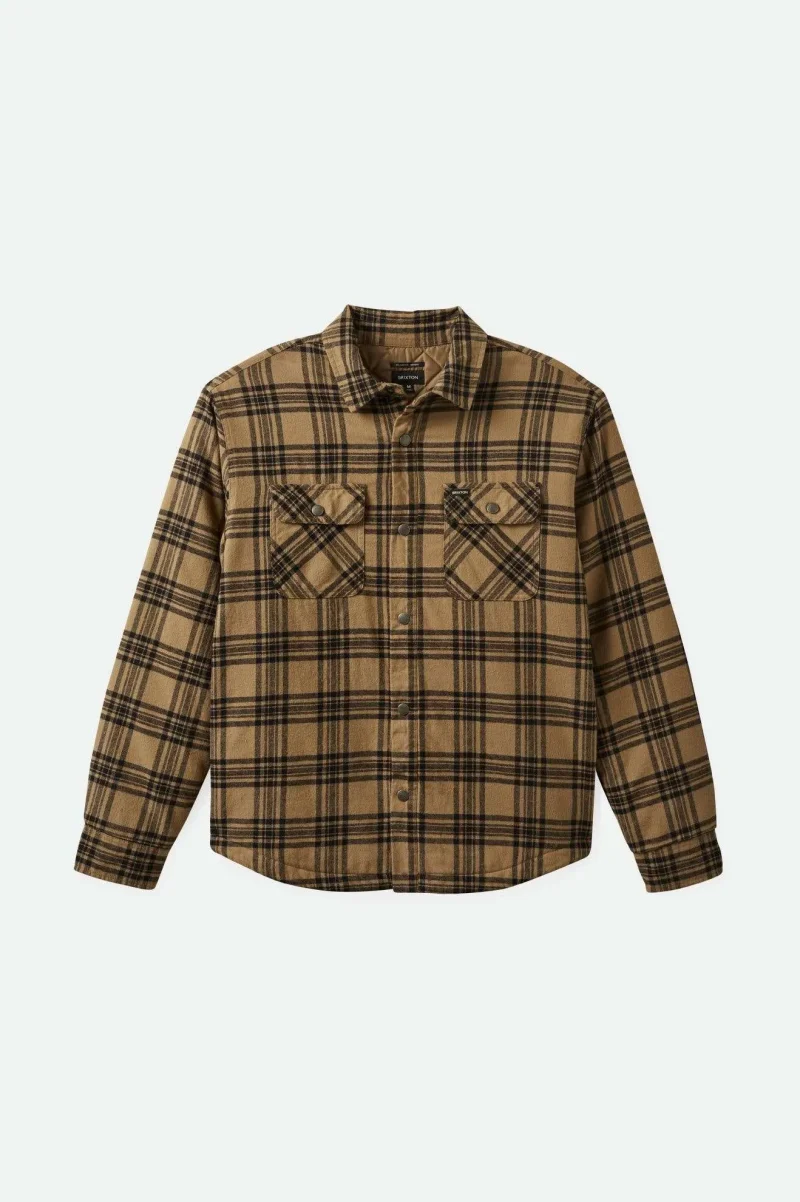 bowery quilted long sleeve flannel shirt woodsmoke black