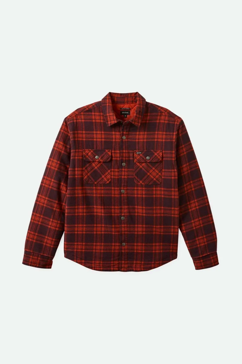 bowery quilted long sleeve flannel vibrant red mahogany