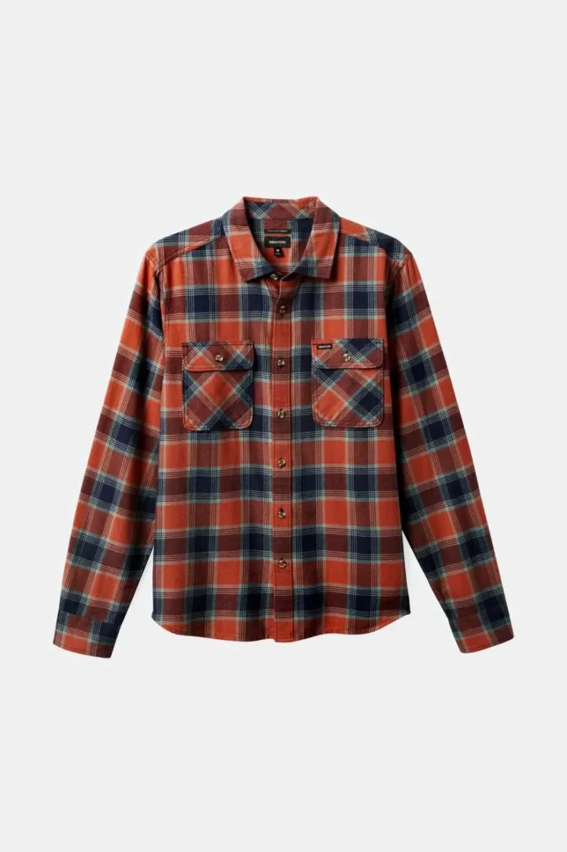 bowery soft lightweight l s flannel shirt terracotta green