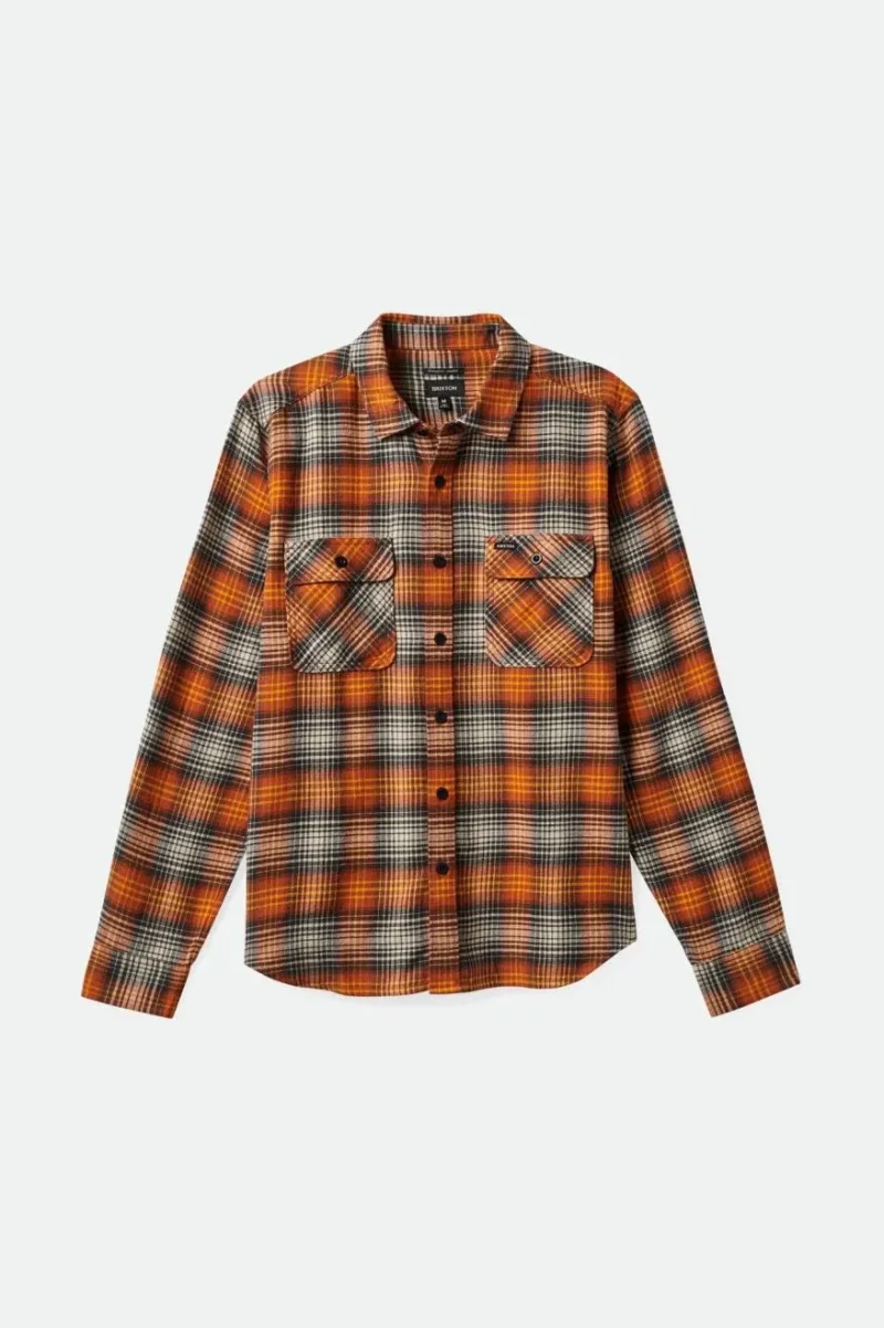 bowery soft lightweight long sleeve flannel terracotta black