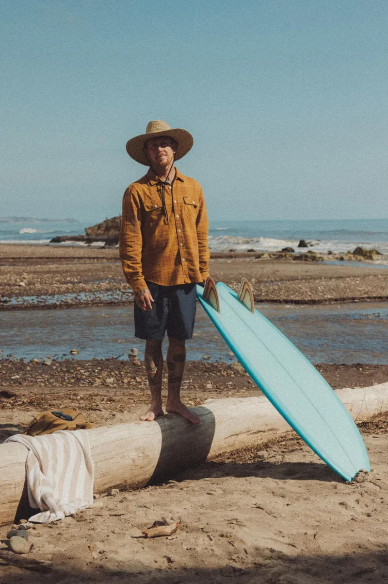 bowery summer flannel shirt mustard brown red