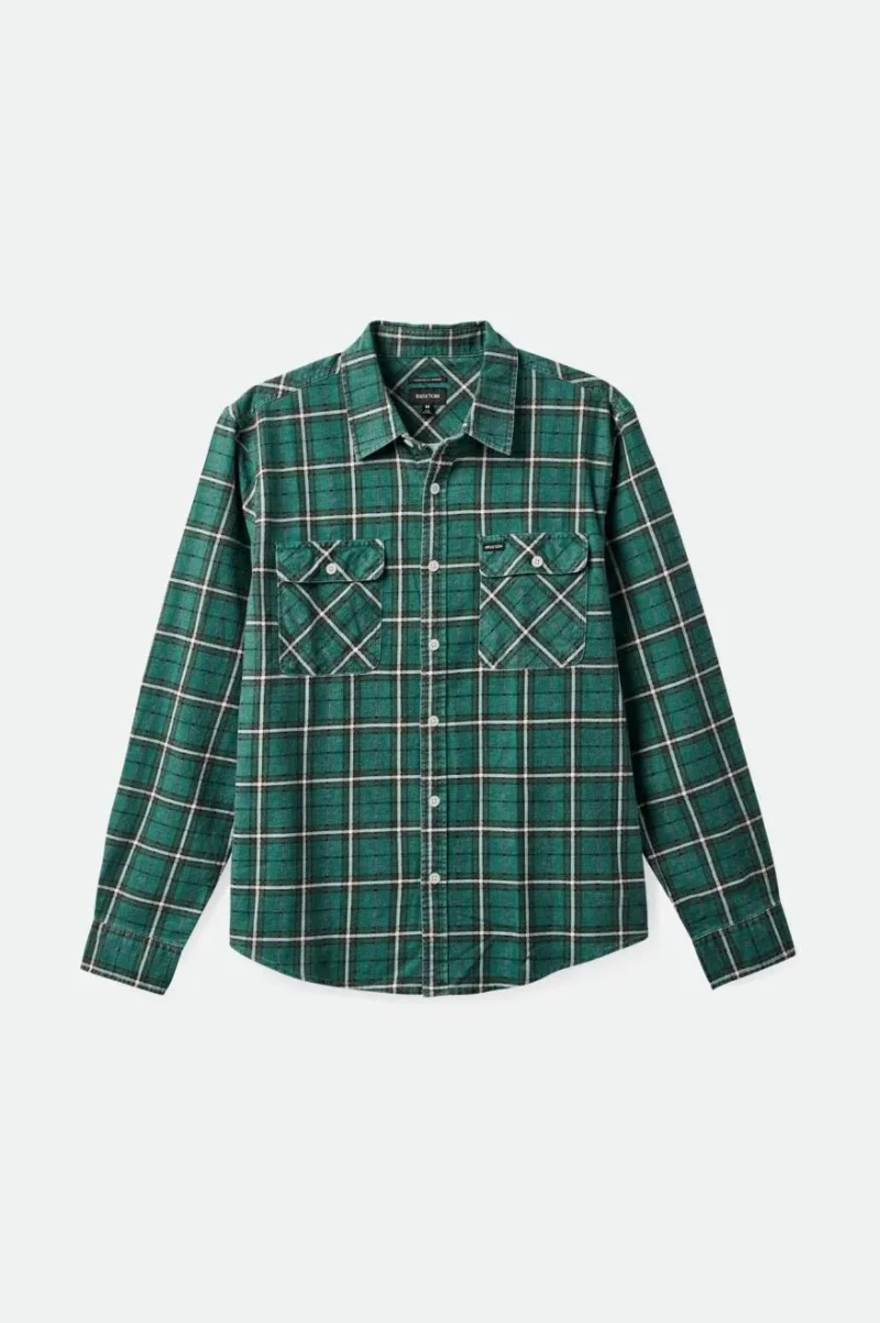 bowery summer flannel shirt spruce off white dark earth