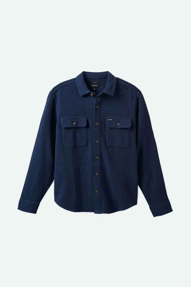 bowery washed navy textured loop overshirt long sleeve