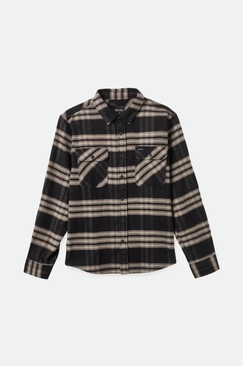 bowery water resistant long sleeve flannel shirt black charcoal