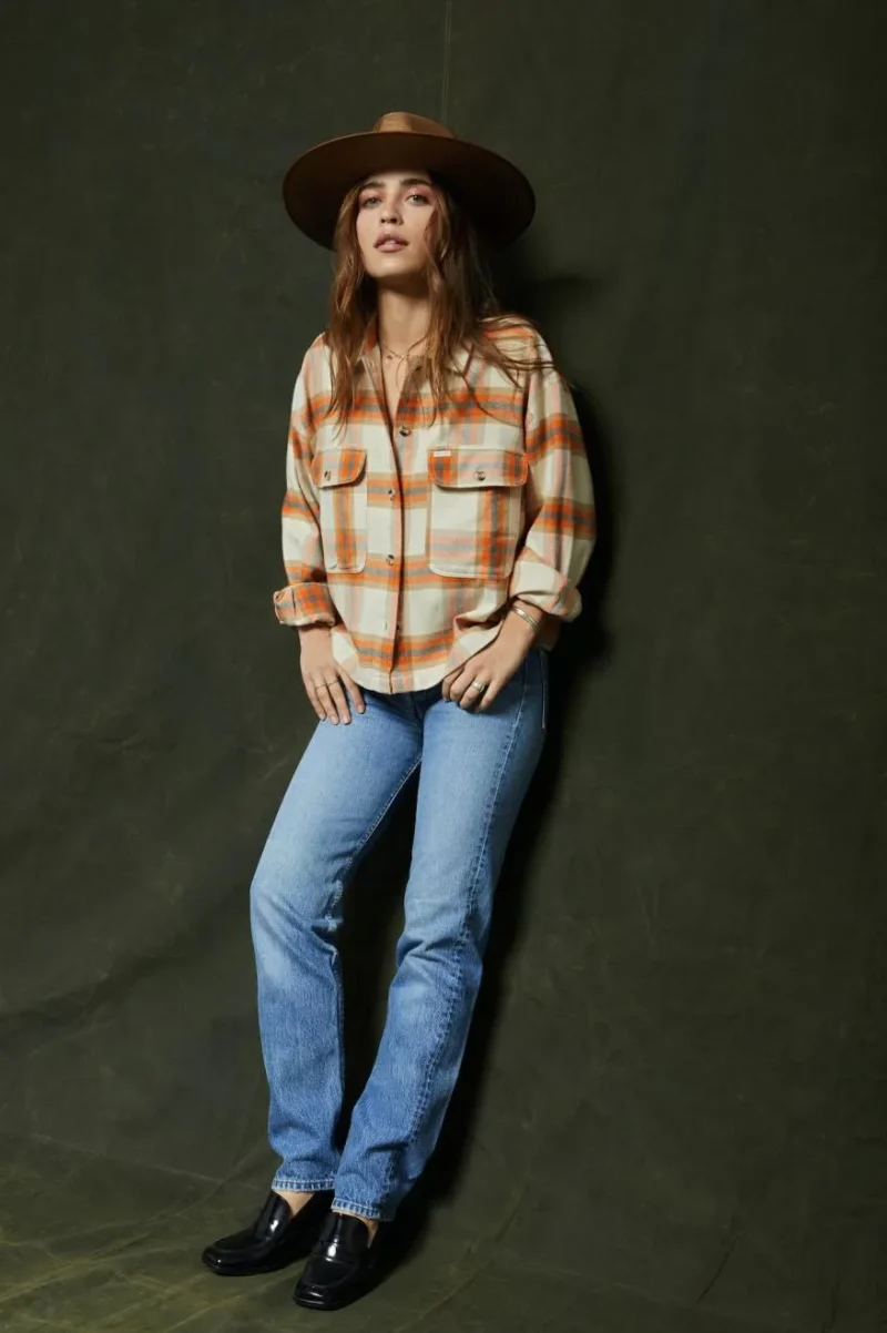 bowery women s long sleeve flannel shirt whitecap