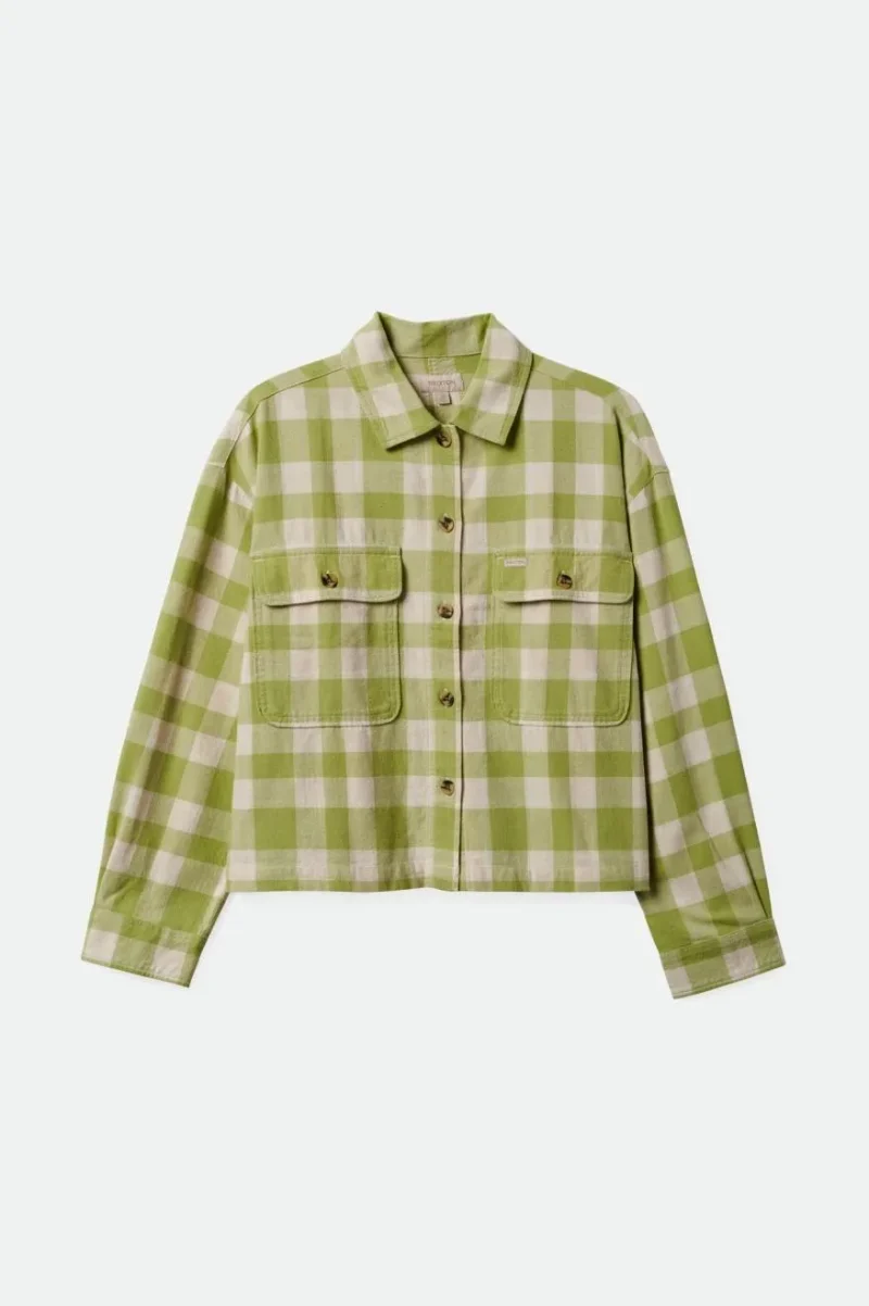 bowery women s soft l s flannel shirt pear white