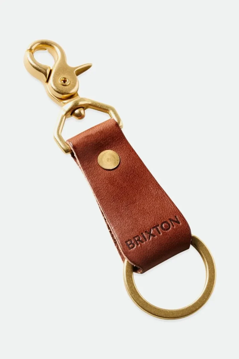 brixton x artifact brown leather key clip