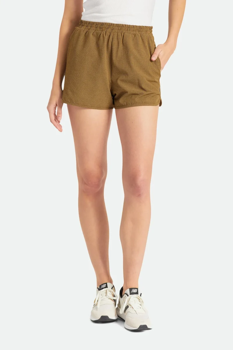 bronze gingham runner shorts