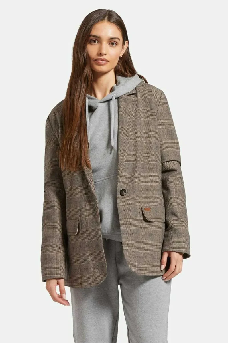 brown cream houndstooth blazer manhattan