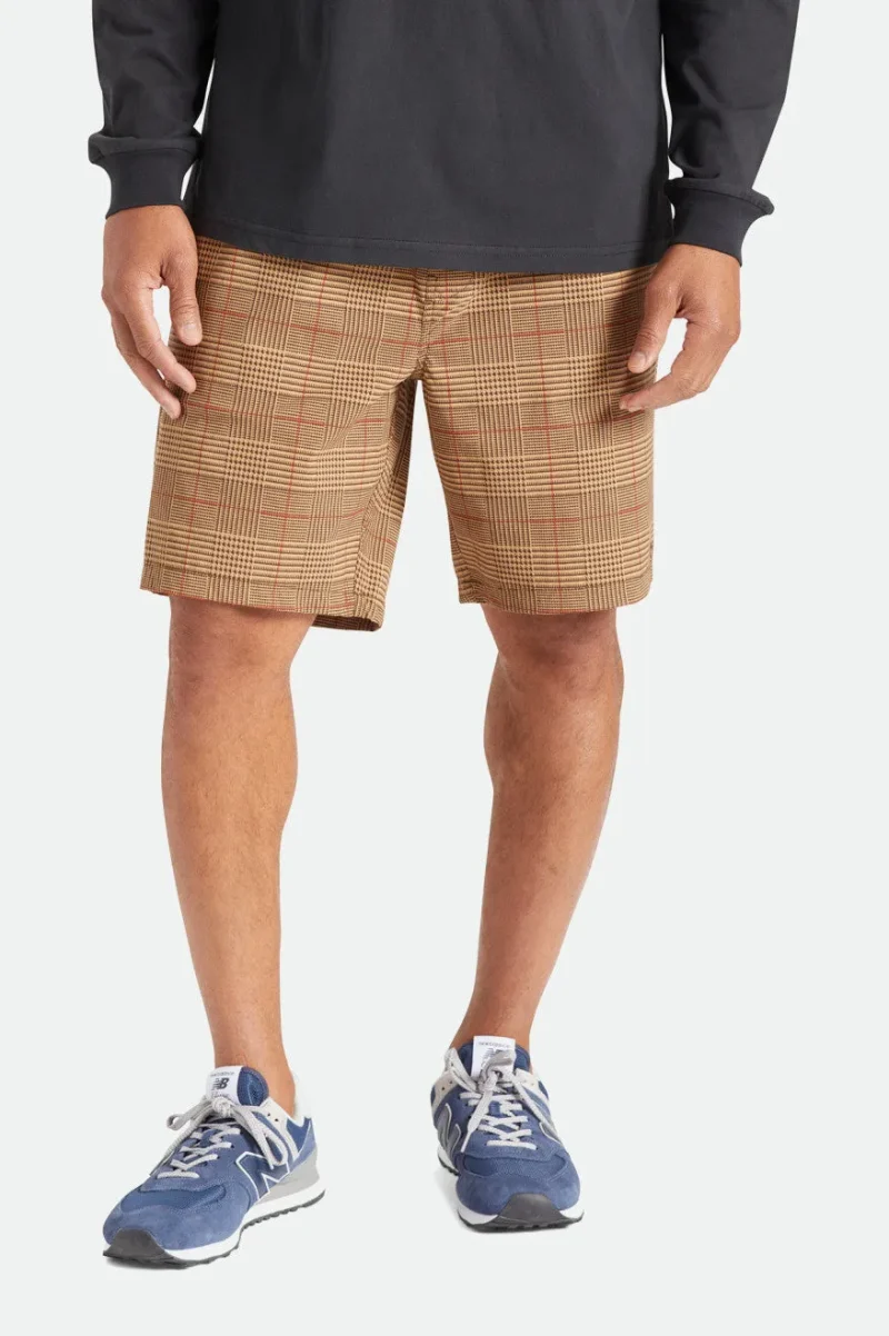 brown houndstooth utility shorts steady cinch