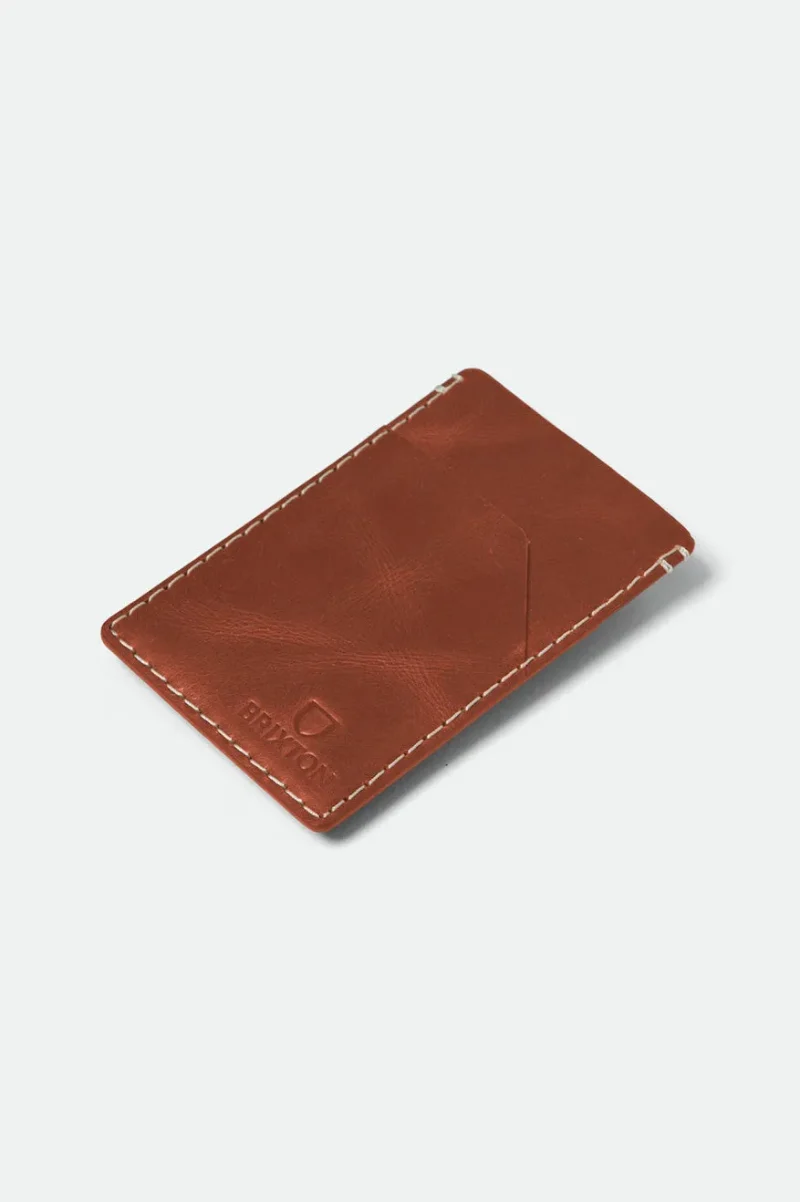 brown leather card holder classic style