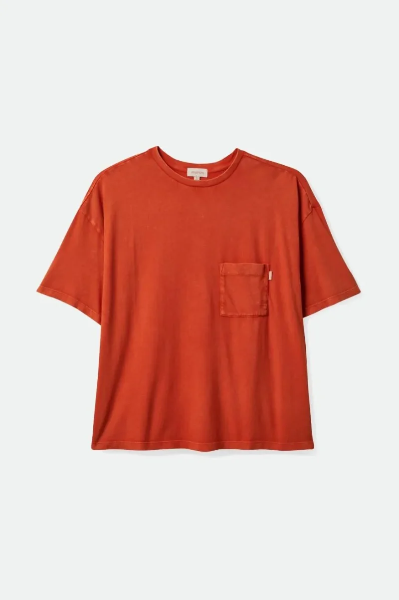 burnt red oversized pocket tee carefree fit