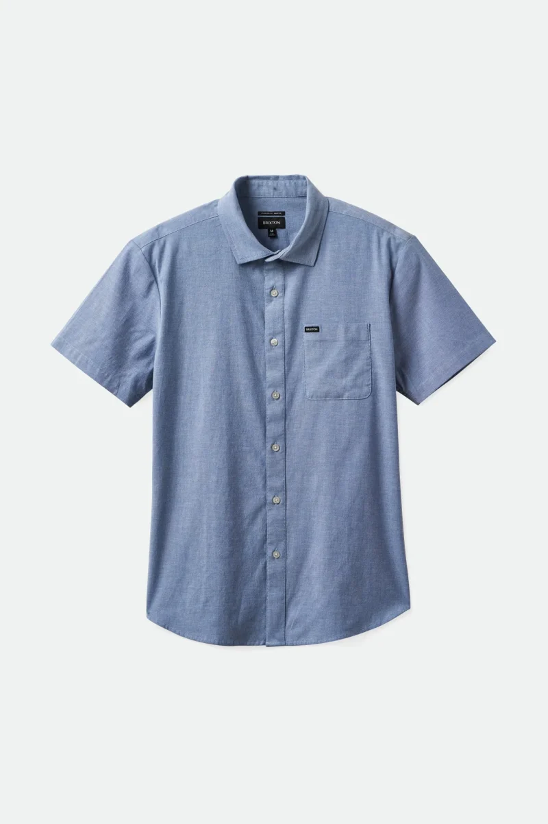 chambray oxford short sleeve shirt light blue