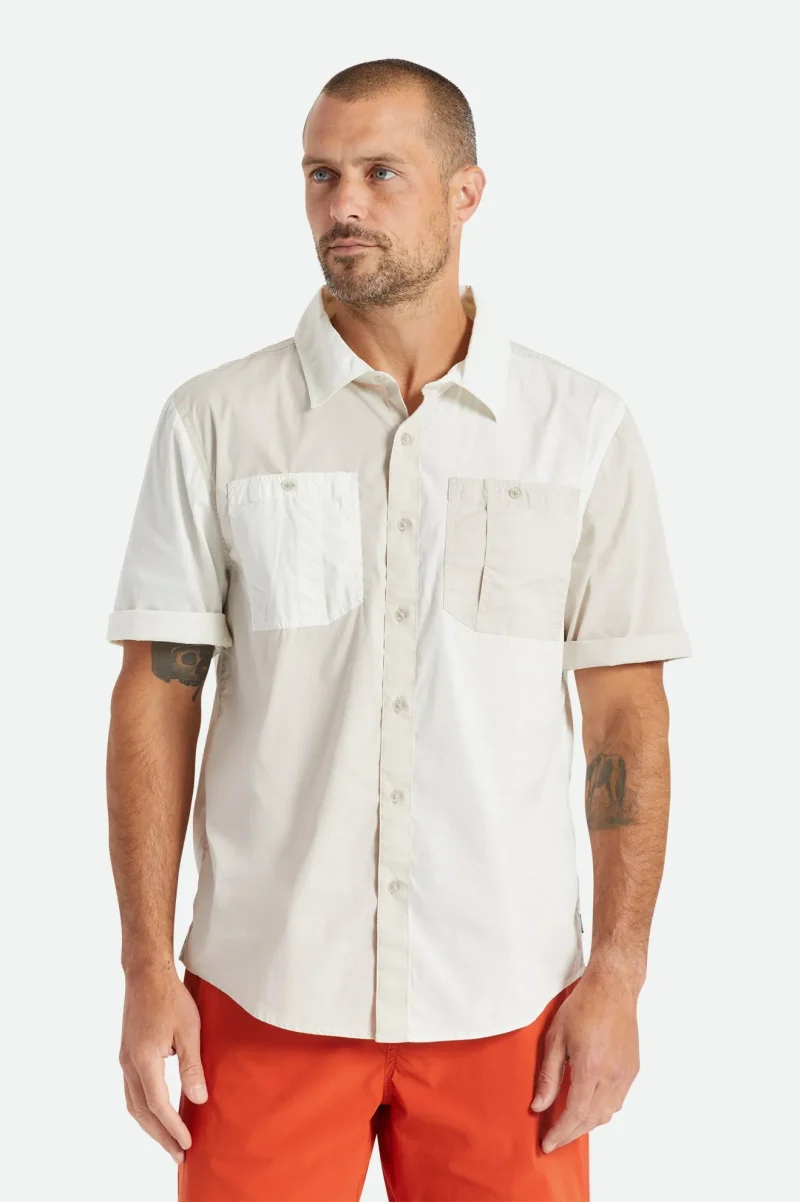 charter beige utility shirt woven s s fabric