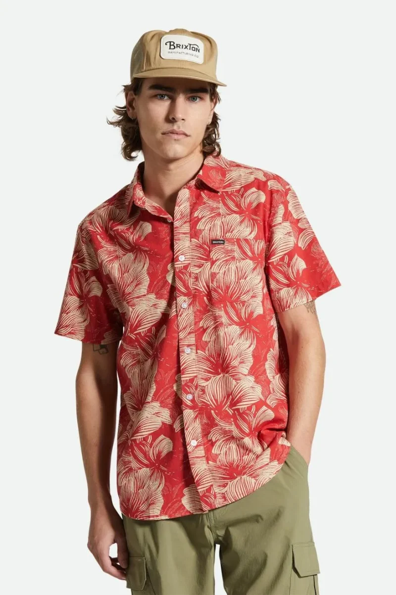 charter floral woven shirt casa red oatmilk