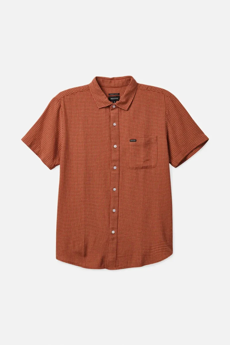 charter gingham short sleeve woven shirt burnt henna mojave