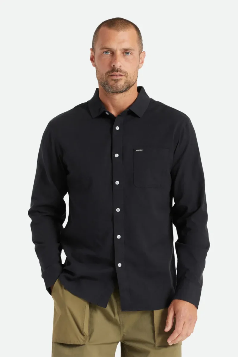 charter oxford long sleeve woven shirt black