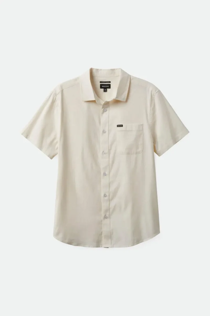 charter oxford short sleeve woven shirt off white