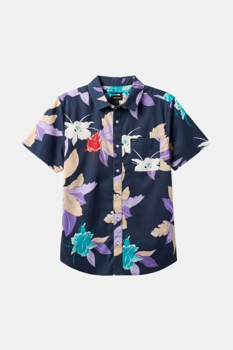 charter print short sleeve shirt washed navy passion