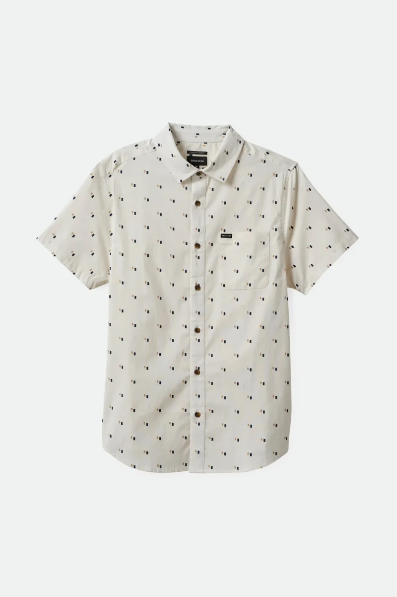 charter print summer woven shirt off white square tipping