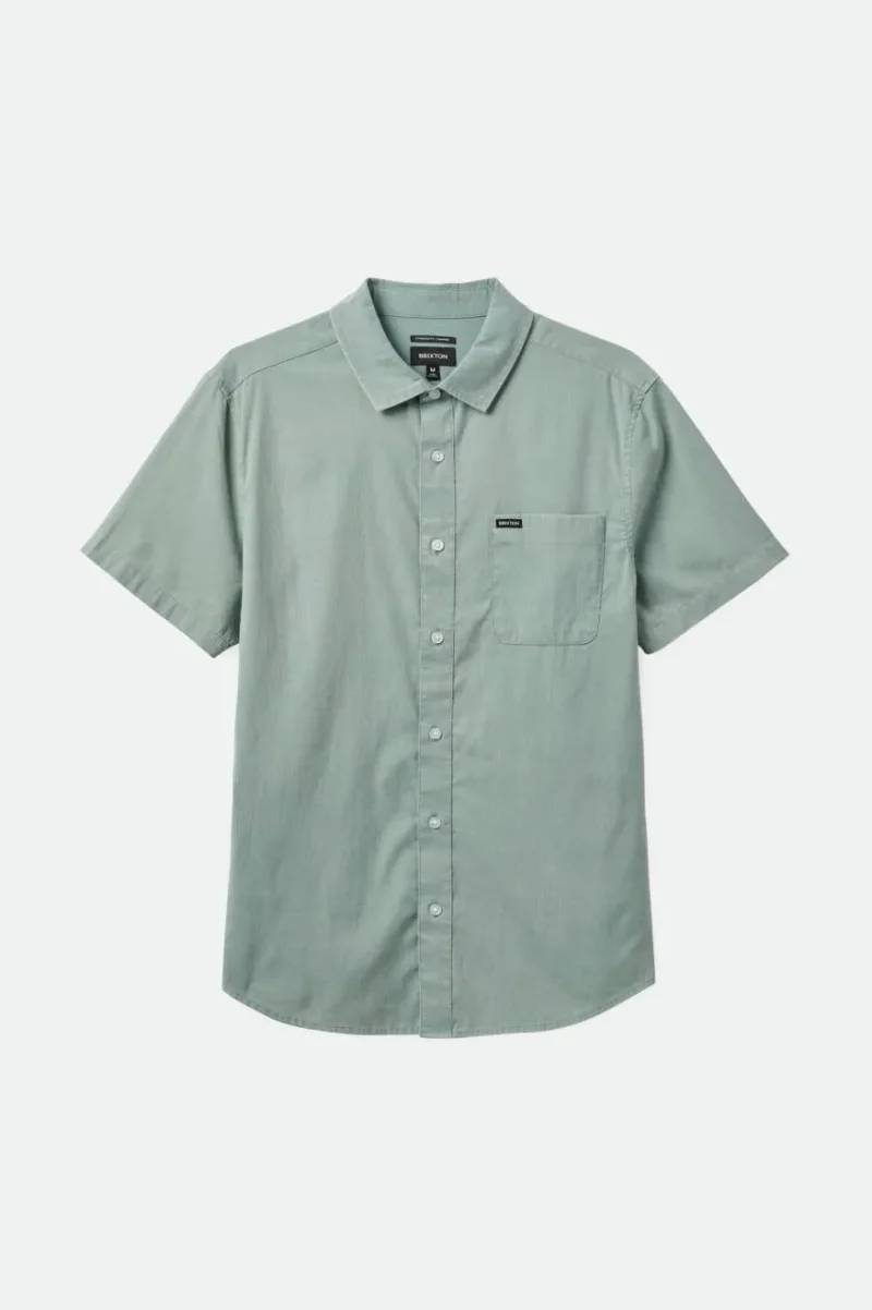 charter sol wash chino green short sleeve shirt