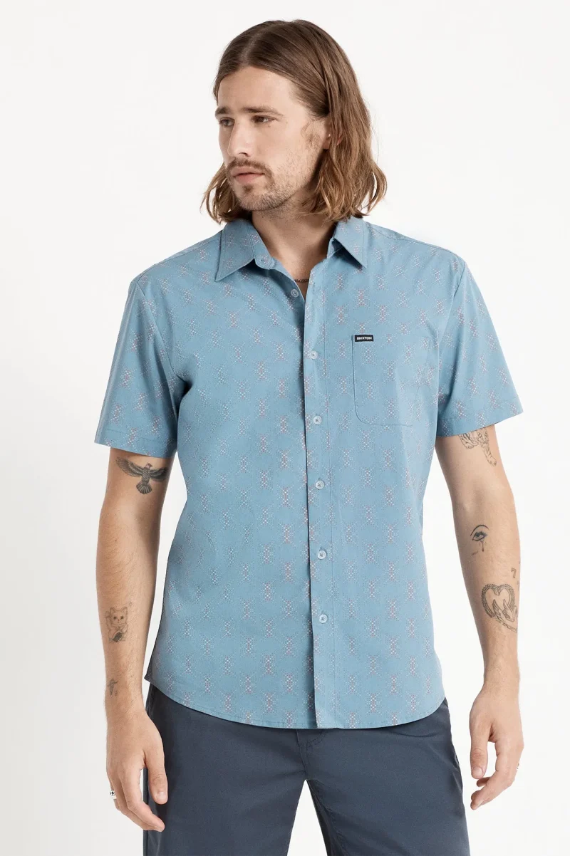 charter utility stretch woven shirt slate blue