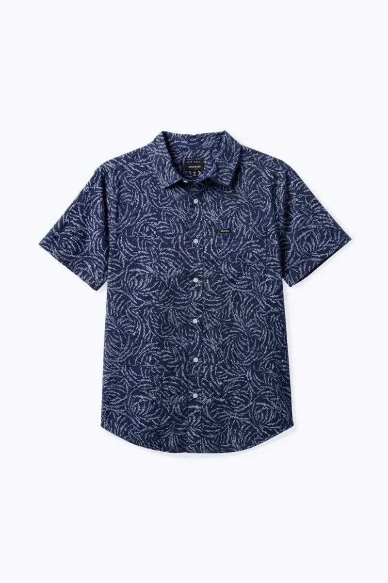 charter washed navy ripple woven shirt s s