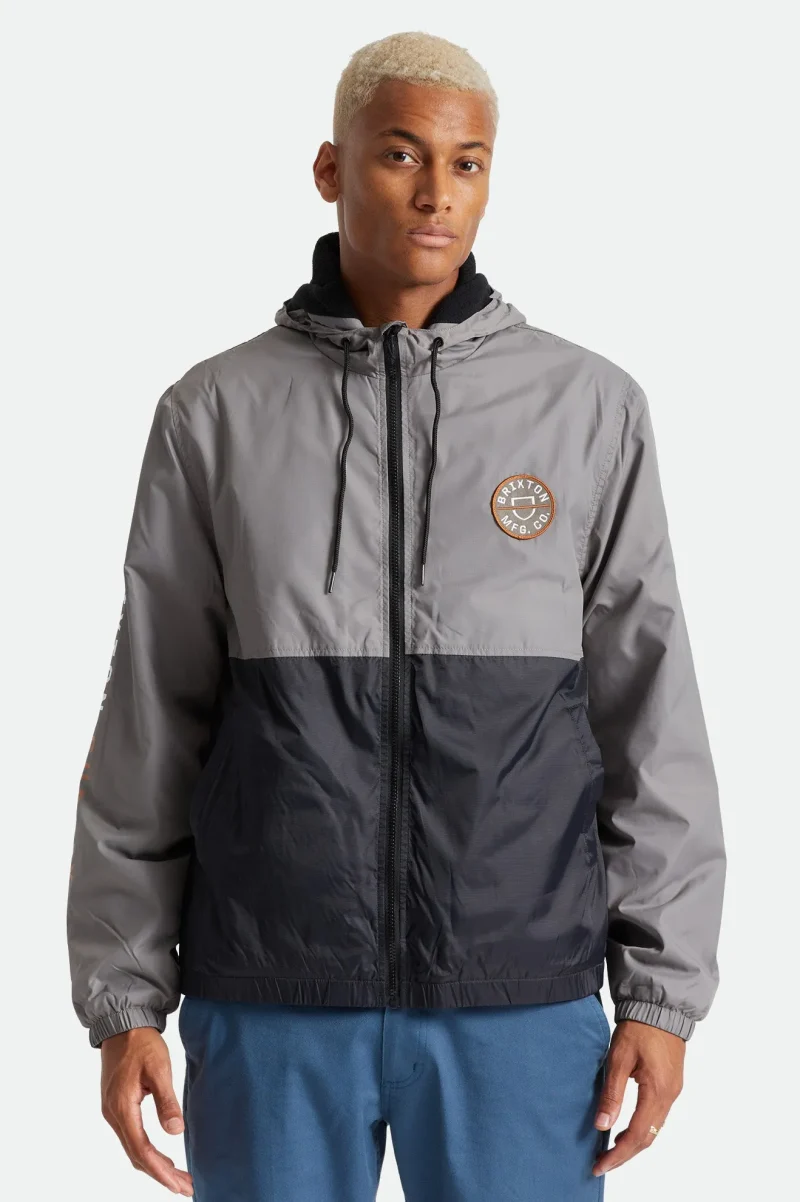 claxton crest hooded jacket black charcoal lined