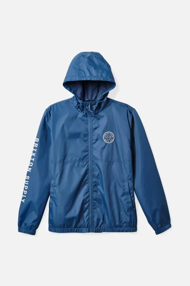 claxton crest lightweight teal hooded jacket