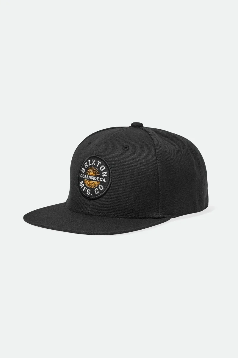 coast oceanside black snapback hat